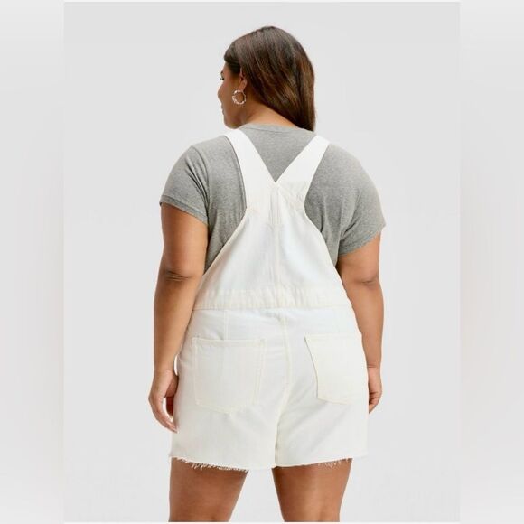 Source Unknown White Denim Overalls Relaxed Fit - Picture 15 of 16